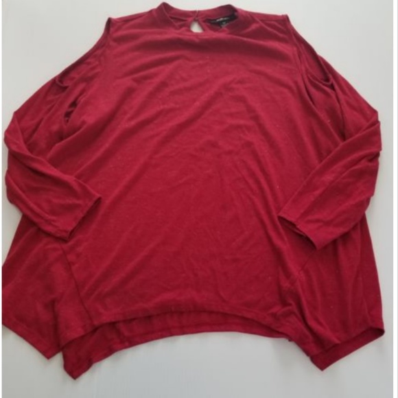 Style & Co. Tops - Style & Co. 2X Maroon Metallic Cold Shoulder Tunic